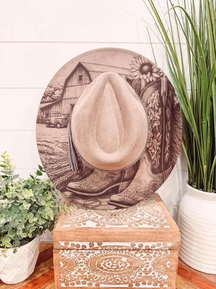 Engraved boots & barn fedora