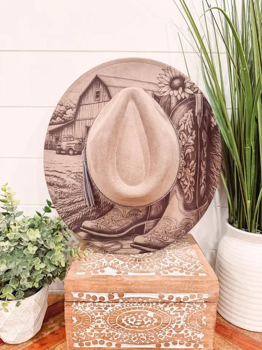 Engraved boots & barn fedora