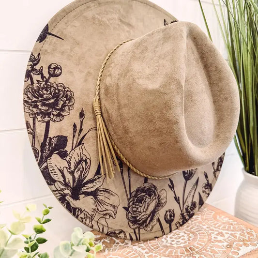 Engraved floral fedora