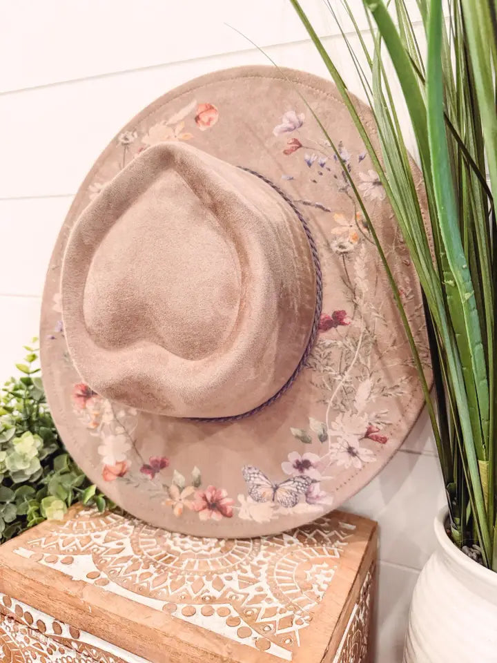Engraved floral fedora
