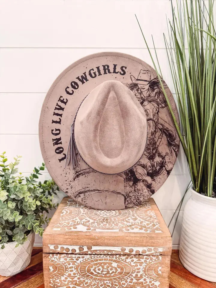 Engraved long live cowgirls fedora