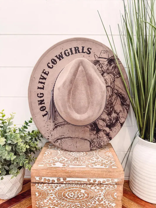 Engraved long live cowgirls fedora